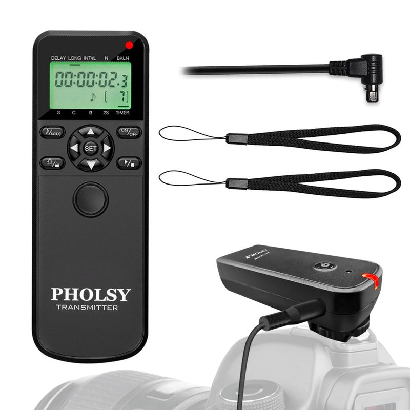 PHOLSY Intervalometer for Canon EOS 5D Mark IV, 5D, 6D, 7D II, 1DX II, R5, R3, 50D, 40D, 30D, 20D, 10D, D60, D30, TC-80N3 Remote Shutter Release & Timer Control - Image 1