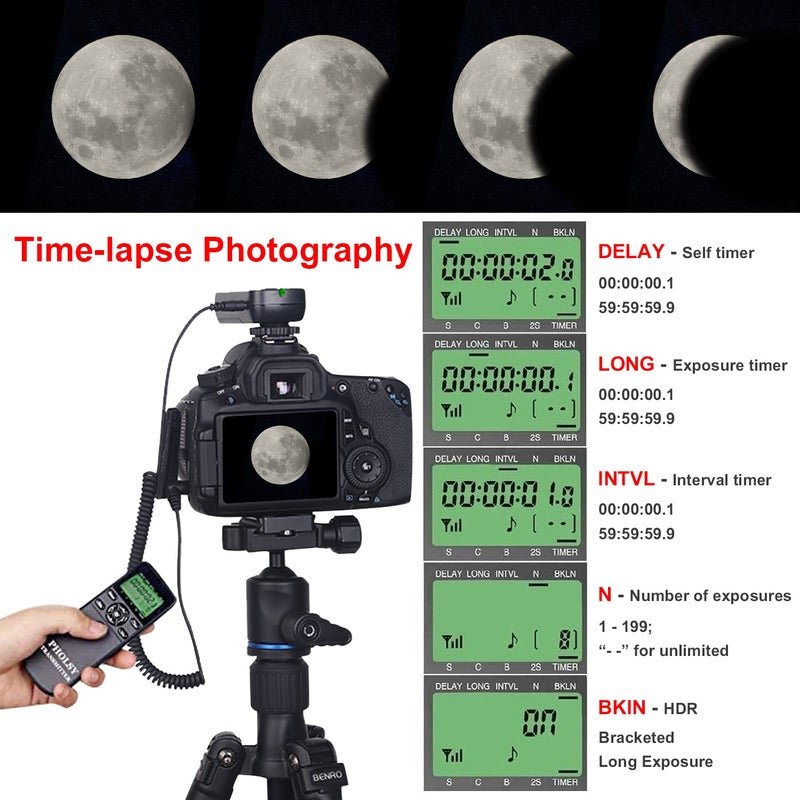 PHOLSY Intervalometer for Canon EOS 5D Mark IV, 5D, 6D, 7D II, 1DX II, R5, R3, 50D, 40D, 30D, 20D, 10D, D60, D30, TC-80N3 Remote Shutter Release & Timer Control - Image 4