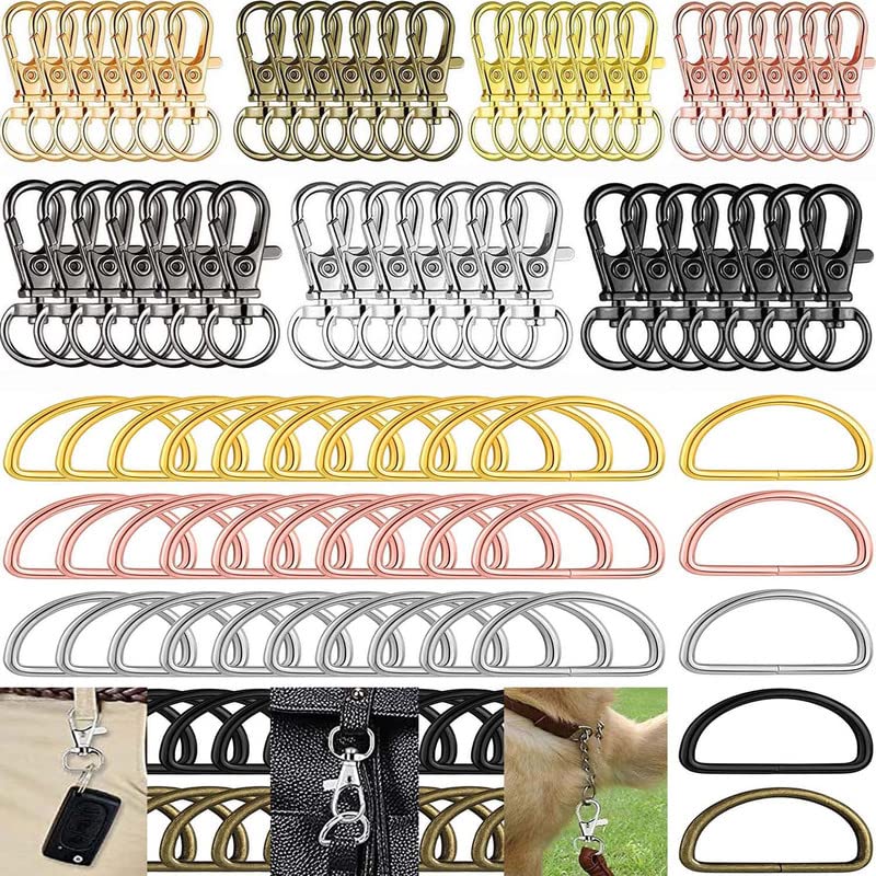 DIY Crafts DIY Crafts 5 Sets, Nickel Silver, Round Swivel Lanyard Snap Hook with Key Rings, Key Chain Clip Hooks Swivel Snap Hooks Clasp for Lanyard Clips with D Ri (5 Sets, Nickel Silver)  - Image 1