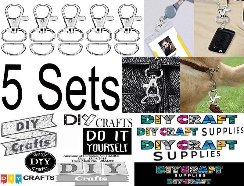DIY Crafts DIY Crafts 5 Sets, Nickel Silver, Round Swivel Lanyard Snap Hook with Key Rings, Key Chain Clip Hooks Swivel Snap Hooks Clasp for Lanyard Clips with D Ri (5 Sets, Nickel Silver)  - Image 2