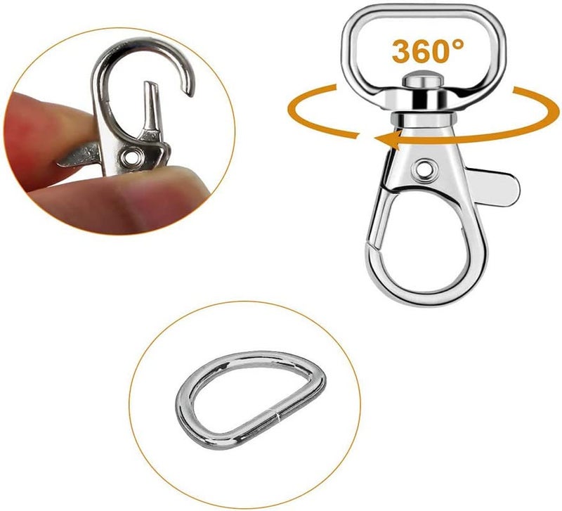 DIY Crafts DIY Crafts 5 Sets, Nickel Silver, Round Swivel Lanyard Snap Hook with Key Rings, Key Chain Clip Hooks Swivel Snap Hooks Clasp for Lanyard Clips with D Ri (5 Sets, Nickel Silver)  - Image 3