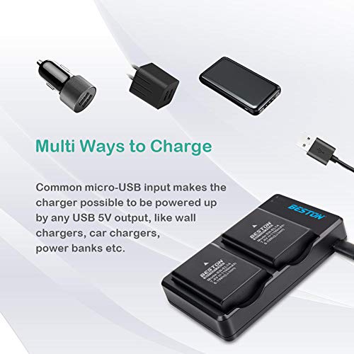 BESTON 2-Pack EN-EL14 / EN-EL14a بطاريات وشاحن USB سريع متوافق مع كاميرات Nikon D3100 D3200 D3300 D3400 D3500 D5100 D5200 D5300 D5500 D5600 DF Coolpix P7000 P7100 P7700 P7800 - Image 4