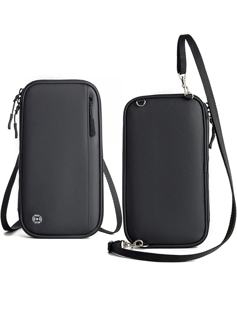 RFID Travel Passport Wallet - Waterproof Travel Passport Holder For Men And Women  Large Capacity Lightweight Portable Travel Document Organizer Passport Holder  Black- 1PCS - Image 1