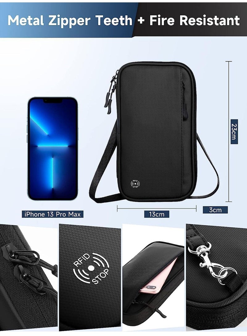 RFID Travel Passport Wallet - Waterproof Travel Passport Holder For Men And Women  Large Capacity Lightweight Portable Travel Document Organizer Passport Holder  Black- 1PCS - Image 3