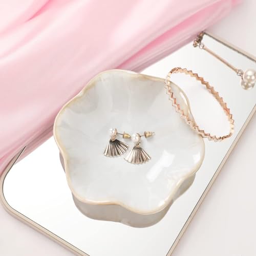 Binoster Ceramic Jewelry Dish, Leaf Tray, Key Holder, Small Ring Dish, Plate, Trinket Catchall, Nightstand Decor for Entryway Table, Room Decor - Image 4