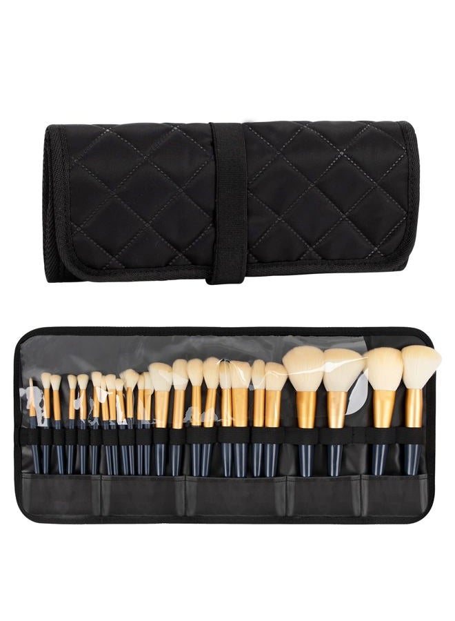OCHEAL Makeup Brush Holder,Makeup Brush Organizer,Travel Makeup Brushes Bag Cosmetic Bags Pouch for Women Brushes Case Makeup Artist -Black Rhombus  - Image 1