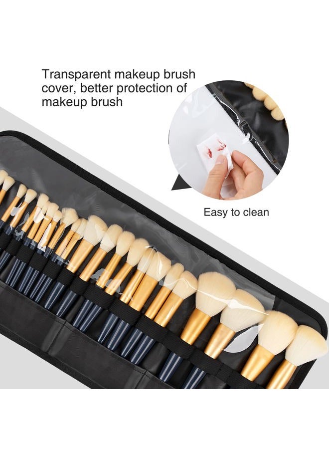 OCHEAL Makeup Brush Holder,Makeup Brush Organizer,Travel Makeup Brushes Bag Cosmetic Bags Pouch for Women Brushes Case Makeup Artist -Black Rhombus  - Image 3