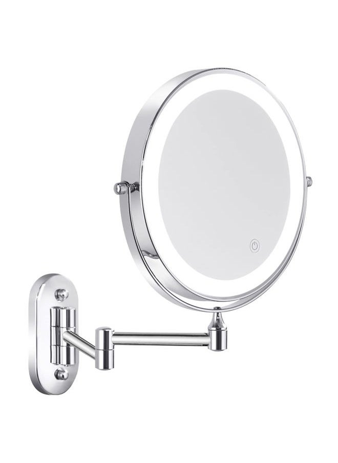 Nicesail LED Lighted Wall Makeup Mirror of 8-Inch, 1X/7X-Magnification with Touch Switch, Adjustable Brightness, Rechargeable Battery(Included), Double Sided Mirror in Chrome Finish (8in,7X)  - Image 1