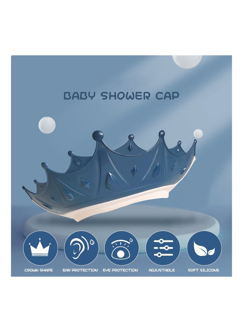 KASTWAVE Baby Shower Cap Shield, Shower Cap for Kids, Visor Hat for Eye and Ear Protection for 0-9 Years Old Children, Cute Crown Shape Makes The Baby Bath More Fun (Blue) - Image 5