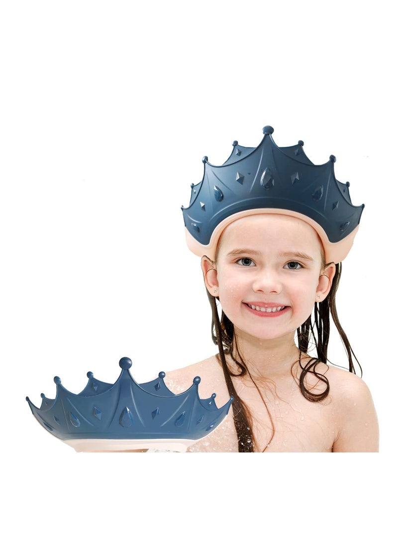 KASTWAVE Baby Shower Cap Shield, Shower Cap for Kids, Visor Hat for Eye and Ear Protection for 0-9 Years Old Children, Cute Crown Shape Makes The Baby Bath More Fun (Blue) - Image 1