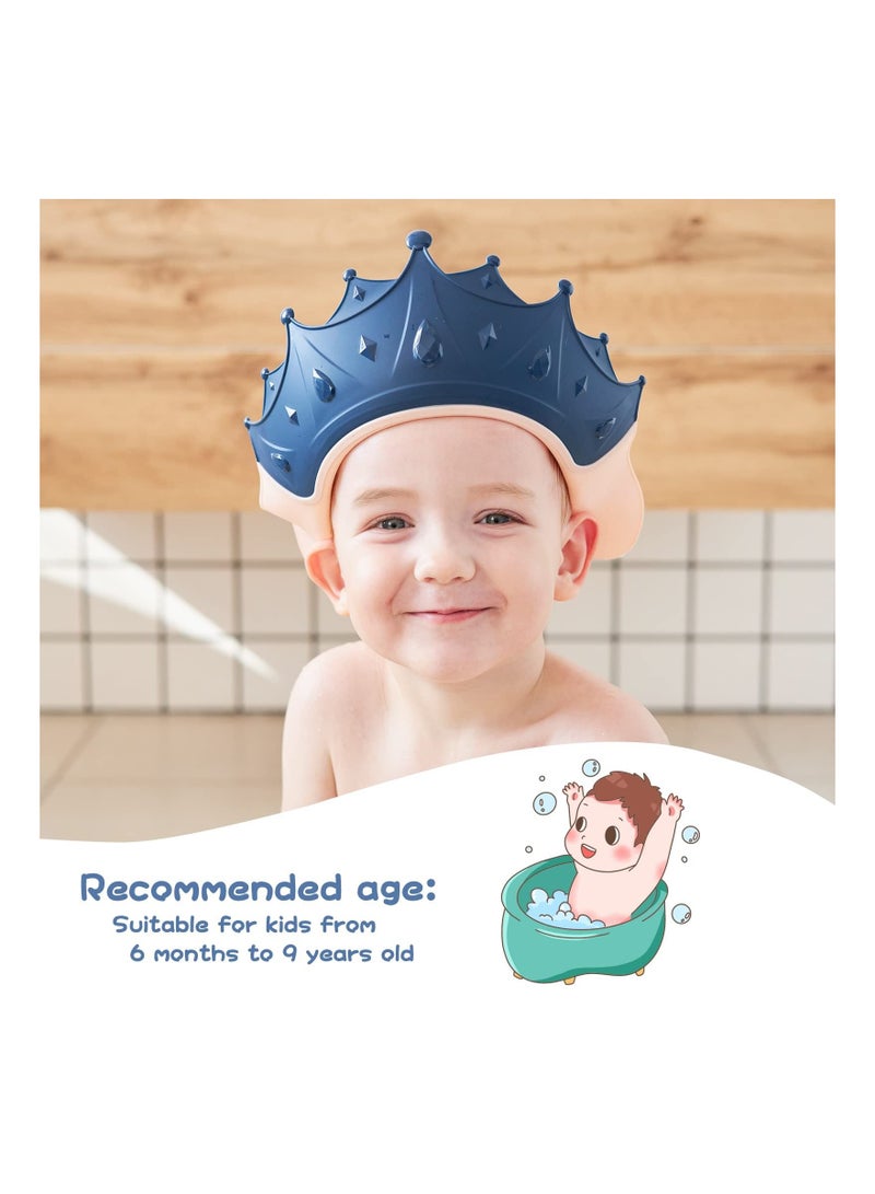KASTWAVE Baby Shower Cap Shield, Shower Cap for Kids, Visor Hat for Eye and Ear Protection for 0-9 Years Old Children, Cute Crown Shape Makes The Baby Bath More Fun (Blue) - Image 2