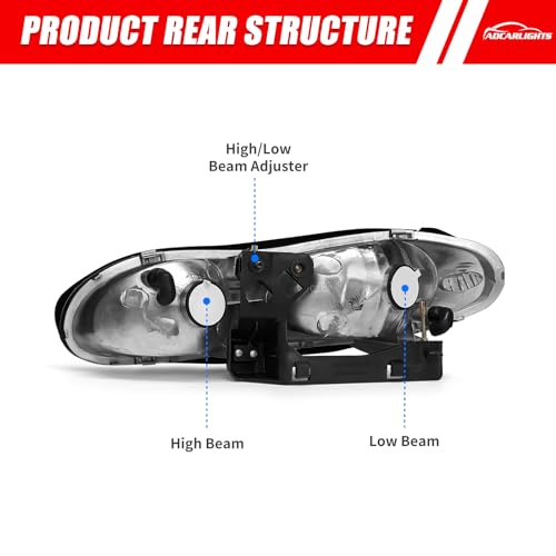 ADCARLIGHTS for 1998 1999 2000 2001 2002 Chevy Camaro Headlight Assembly Clear Lens Black Housing Clear Reflector Headlamp Replacement Left and Right（W/O Bulbs） - Image 4