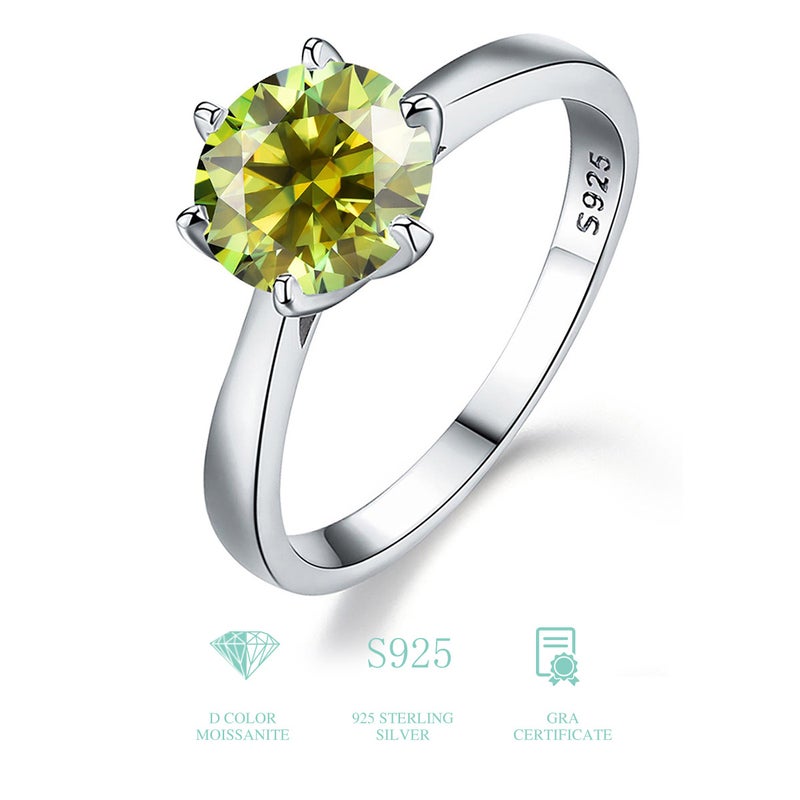 1 Carat Moissanite Platinum Ring Women 925 Silver 1 carat (olive green moissanite)