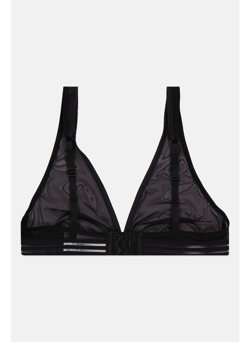 HUGO BOSS Women Textured Non-Padded Triangle Sheer Bra,, Black  - Image 2