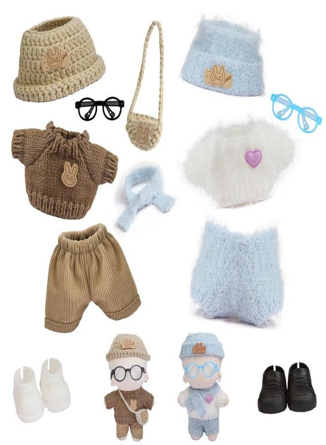 Digabi 8-Piece Handcrafted Crochet Doll Clothes - 17cm Clothes Set(NO Doll), Hand Crocheted Hat, Sweaters, Bag, Cute Clothes for Dress up Unique Style - Image 1