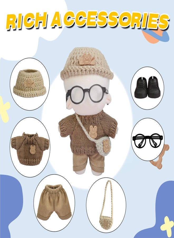 Digabi 8-Piece Handcrafted Crochet Doll Clothes - 17cm Clothes Set(NO Doll), Hand Crocheted Hat, Sweaters, Bag, Cute Clothes for Dress up Unique Style - Image 4