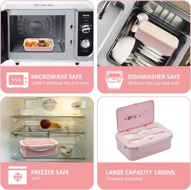 Lovina Bento Boxes for Adults - 1100 ML Bento Lunch Box For Kids Childrens With Spoon & Fork - Durable for On-the-Go Meal, BPA-Free and Food-Safe Materials - Image 4