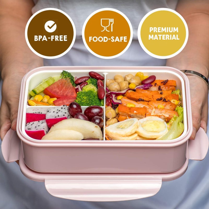 Lovina Bento Boxes for Adults - 1100 ML Bento Lunch Box For Kids Childrens With Spoon & Fork - Durable for On-the-Go Meal, BPA-Free and Food-Safe Materials - Image 2