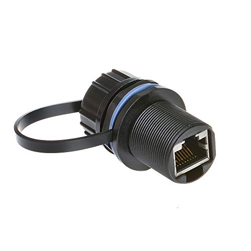 Anmbest 5PCS Panel Mounting Shielded RJ45 Waterproof Cat5/5e/6 8P8C Connector Ethernet LAN Cable Connector Double Head Coupler Adapter Female to Female with Waterproof/Dust Cap(Black) - Image 4