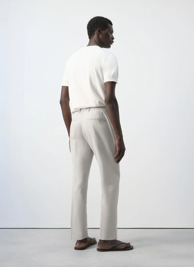 Mango Man 03-HIELO Slim-Fit Cotton-Lyocell-Blend Pants for Men | Best Price UAE