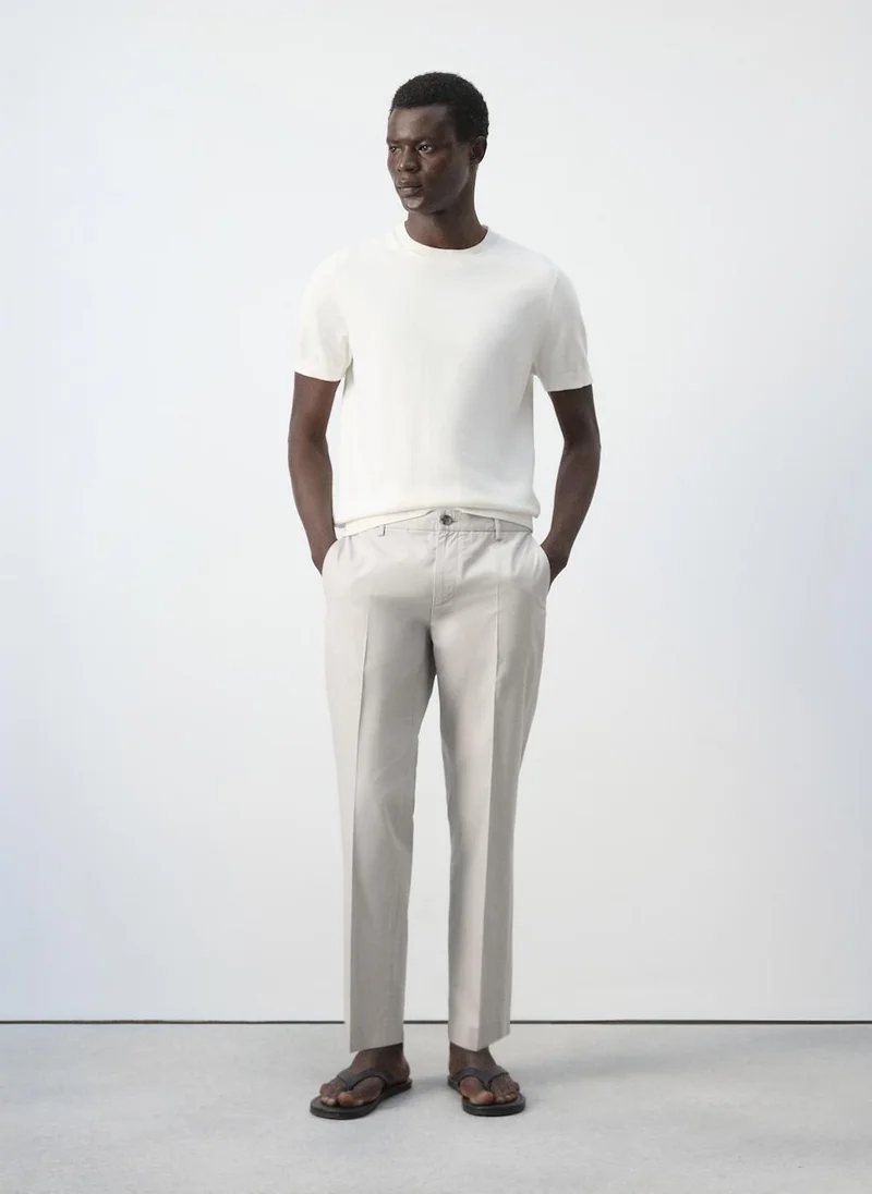 Mango Man 03-HIELO Slim-Fit Cotton-Lyocell-Blend Pants for Men | Best Price UAE