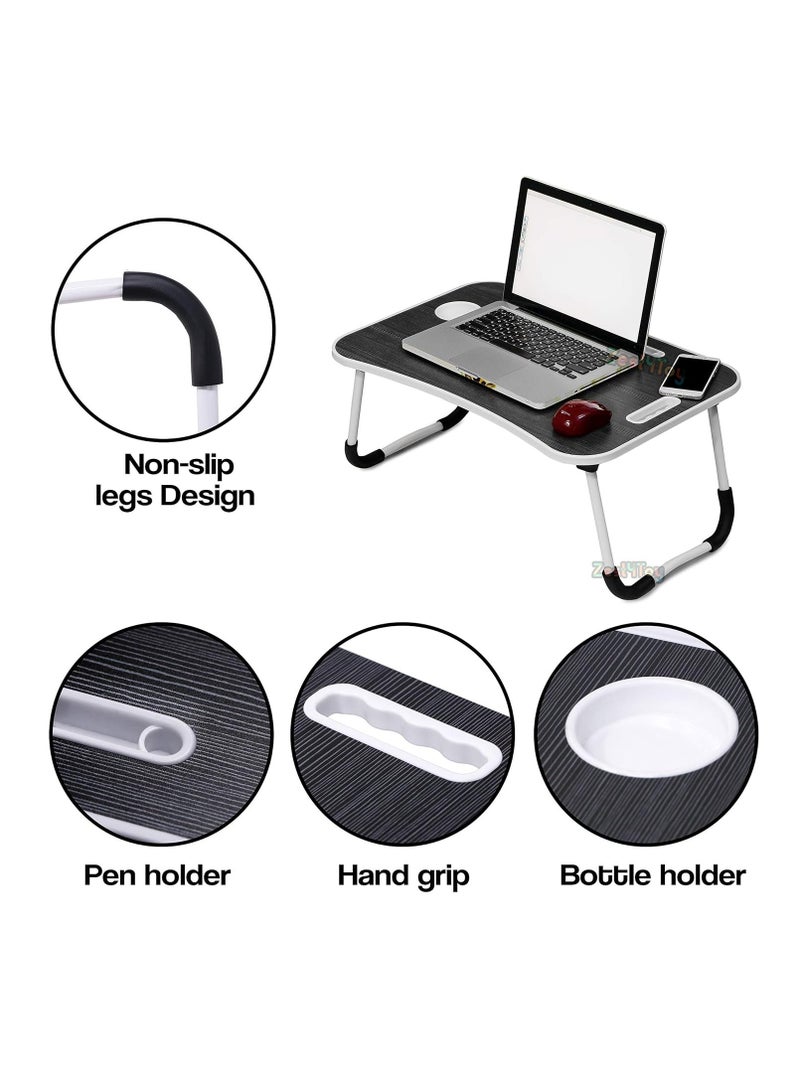 NUZKI Portable Folding Laptop Table With iPad And Cup Holder  Multi-functions Study Table, Bed Laptop Table 28x60x40cm - Image 4