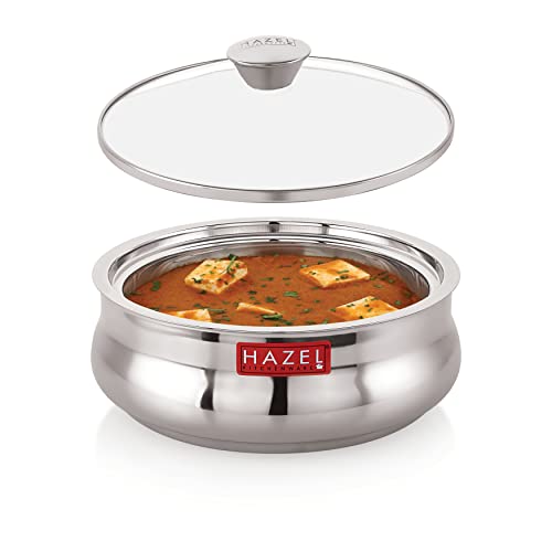HAZEL Stainless Steel Casserole for Roti with Glass Lid | 1250 ml Chapati Casserole with Transparent Lid | Steel Roti Dabba for Serving | Hotcase for Food Serving - Image 5