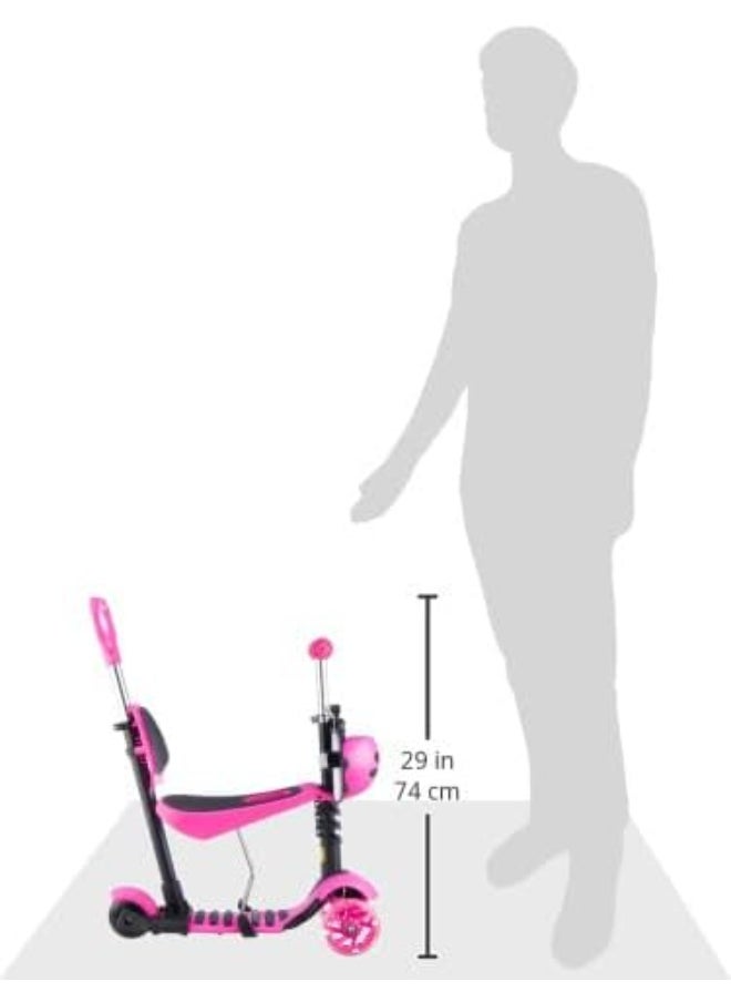 5-in-1 Multi-purpose Kids Scooter with Ladybug Design - Pink