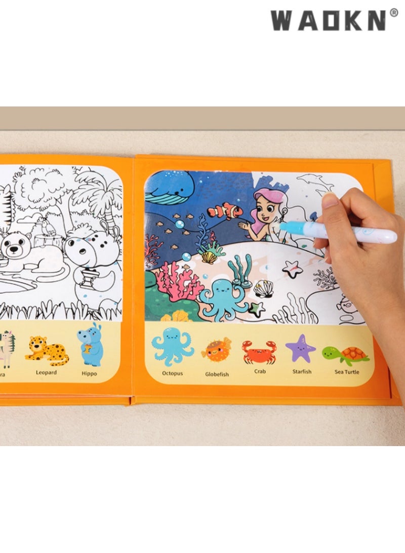 WAOKN Children's Early Education Magic Water Drawing Book, Interactive Coloring and Graffiti Toy, Reusable Doodle Book for Quiet Play, Ideal for Toddlers and Preschoolers, Enhances Fine Motor Skills  - Image 2