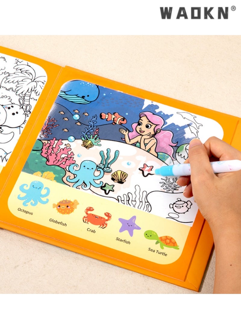 WAOKN Children's Early Education Magic Water Drawing Book, Interactive Coloring and Graffiti Toy, Reusable Doodle Book for Quiet Play, Ideal for Toddlers and Preschoolers, Enhances Fine Motor Skills  - Image 4