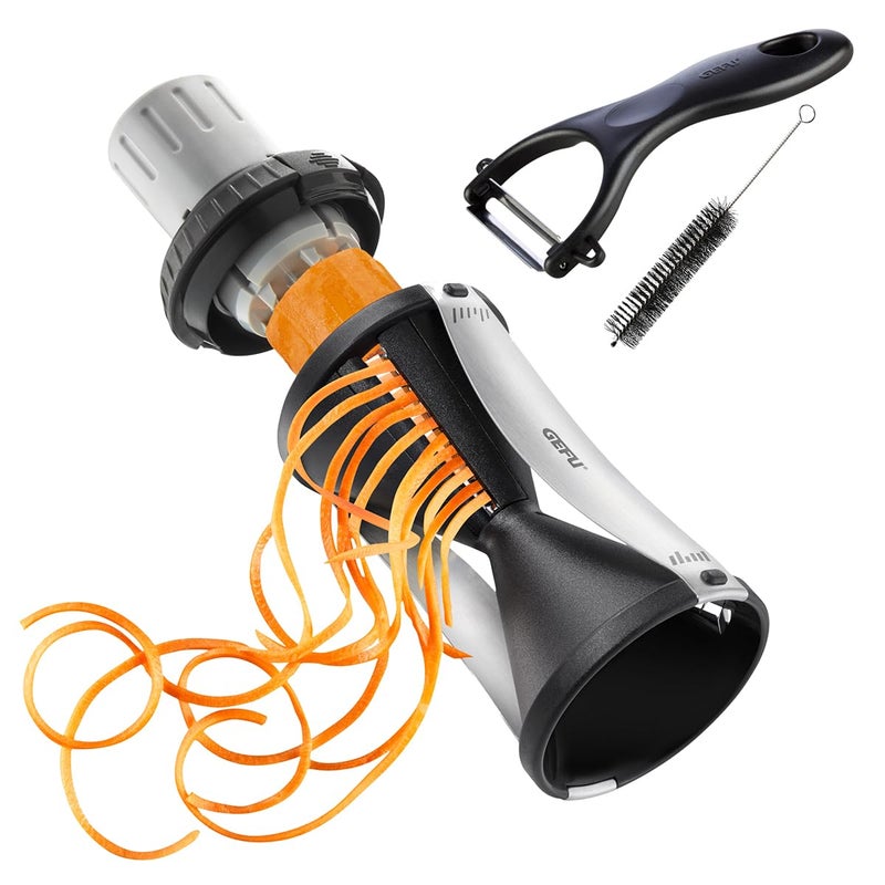 GEFU آلة تقطيع الخضار على شكل حلزوني مع واقي أصابع قابل للتوصيل Spirelli 20