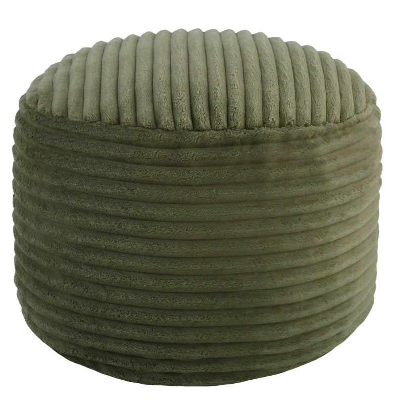 MeMoreCool Stuffed Round Pouf Ottoman Foot Rest, Soft Plush Floor Pouf Foot Stool, Corduray Footstool Footrest, Small Round Ottoman for Living Room Couch Sofa Chair, 20x15 Inch Green - Image 1