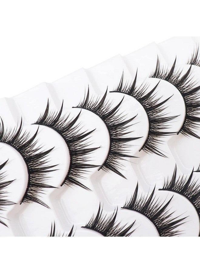 Losha Lashes Spiky False Eyelashes 16Mm Wispy Manga Lashes Natural Wet Look 10 Pairs Reusable Fake Eye Lashes Pack (01) - Image 4