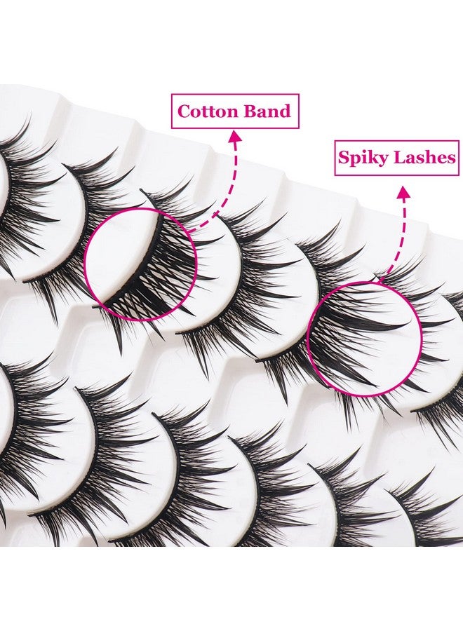 Losha Lashes Spiky False Eyelashes 16Mm Wispy Manga Lashes Natural Wet Look 10 Pairs Reusable Fake Eye Lashes Pack (01) - Image 3