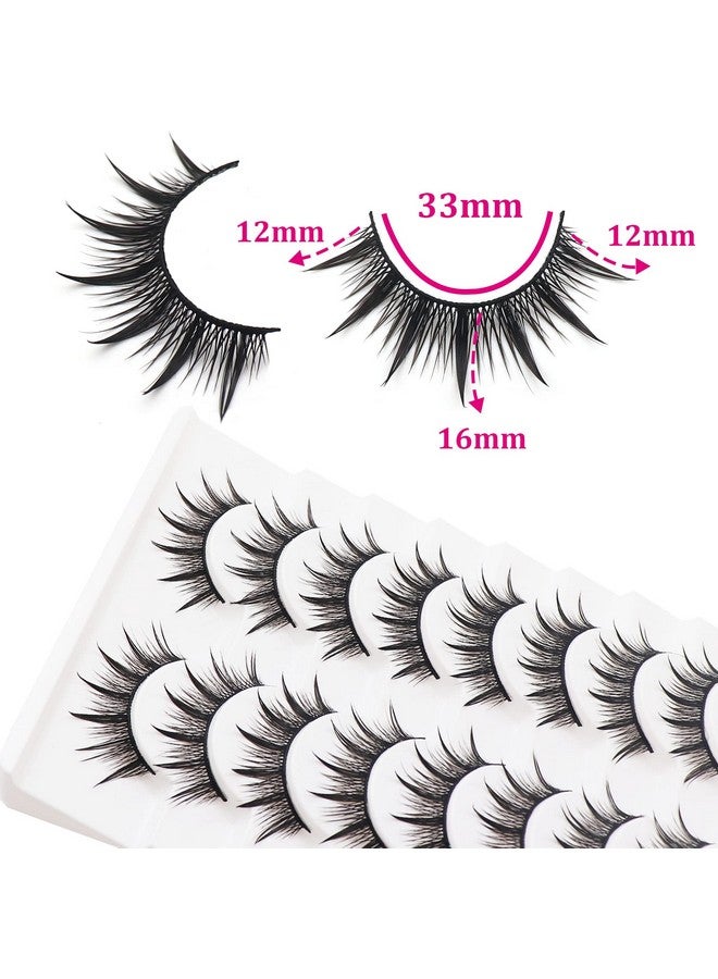 Losha Lashes Spiky False Eyelashes 16Mm Wispy Manga Lashes Natural Wet Look 10 Pairs Reusable Fake Eye Lashes Pack (01) - Image 5