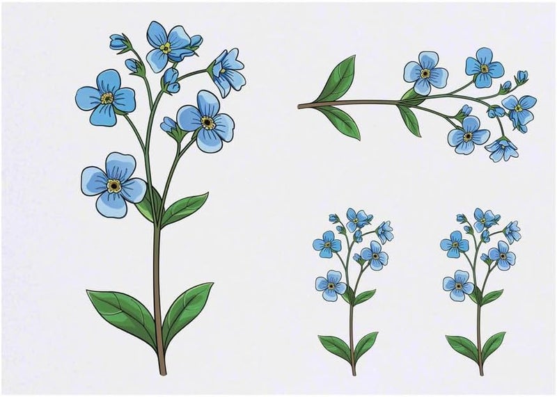 4 x Forget Me Nots Temporary Tattoos Water Resistant SkinSafe NonToxic Transfers Mixed Sizes TO00076480
