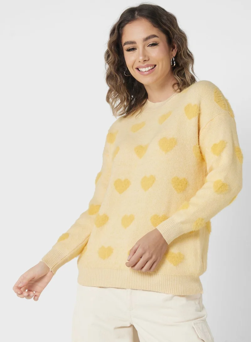 Ginger Heart Print Sweater