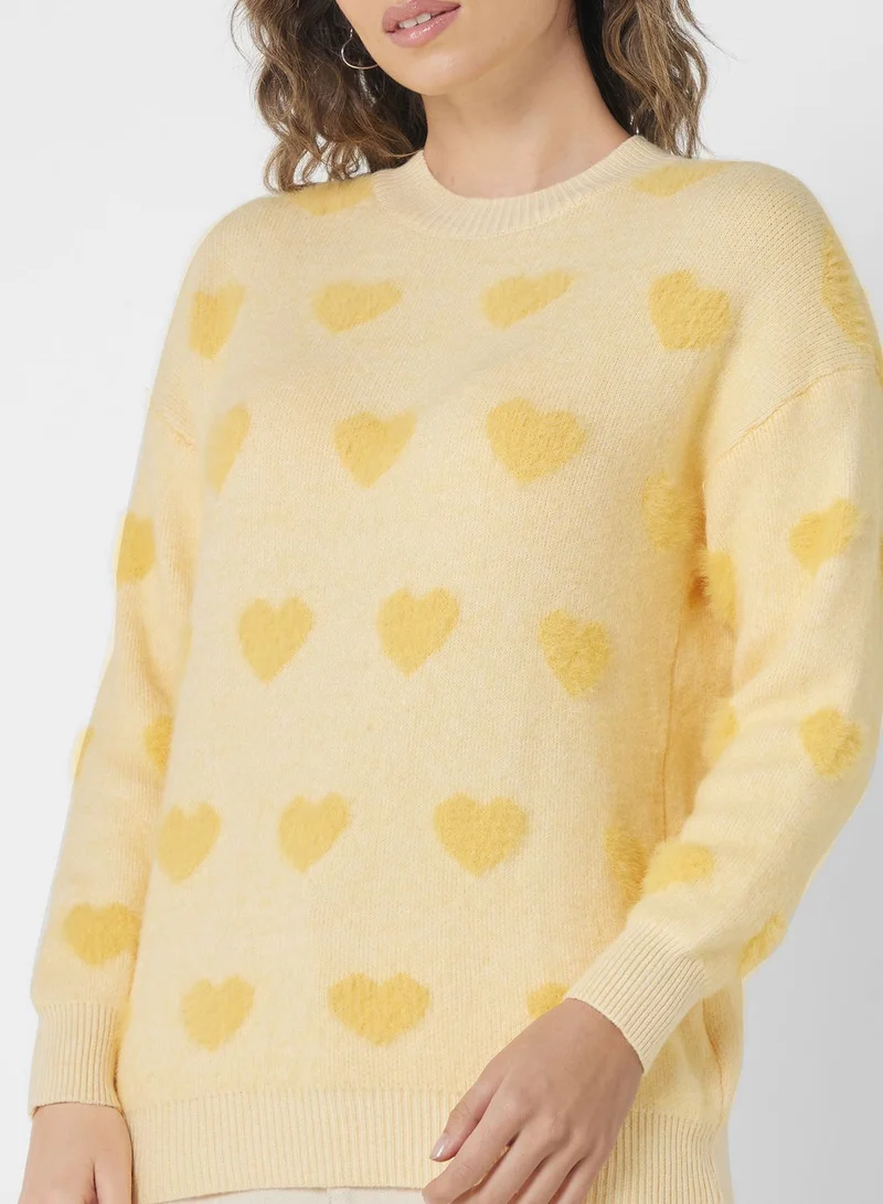 Ginger Heart Print Sweater