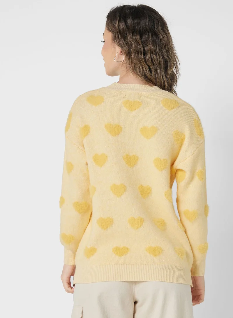Ginger Heart Print Sweater