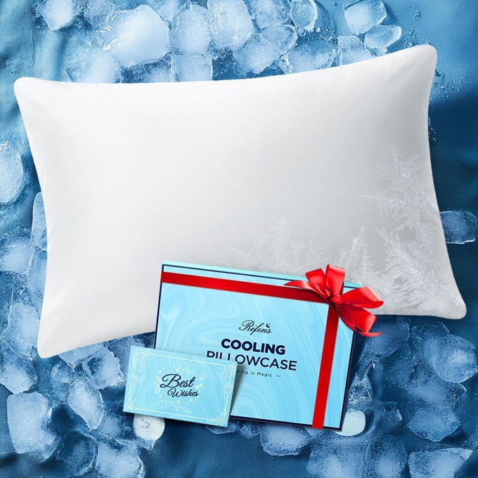 ICE COOLING PILLOWCASE FOR HOT SLEEPERS INSTANTLY COOL STAYS COLD ALL NIGHT SOFTER THAN SILK PILLOW CASES PILLOW COVERS WITH INVISIBLE ZIPPER GIFT FOR MEN WOMEN STANDARD SIZE WHITE 1 PACK