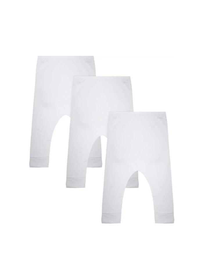 تى تى ستايل طقم بناطيل قطن للبيبي، 3 قطع - ابيض
