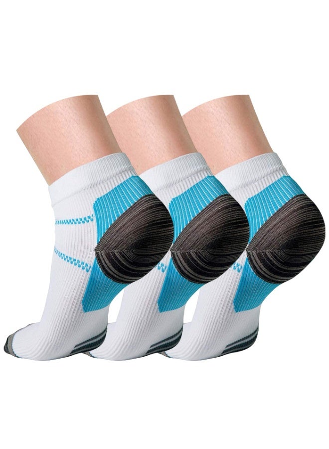 Plantar Fasciitis Socks – Compression Arch Support – Low Cut Athletic Running Sport Footwear – 3 Pairs (L/XL, Fits Men 9-12, Women 10-13) - Image 1