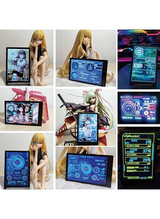 Generic - English Version Computer Temp Monitor, PC Sensor Panel Display, PC Temperature Display for PC ARGB Computer Case Secondary Screen, IPS USB Mini Screen PC CPU RAM HDD Data Monitor - Image 1