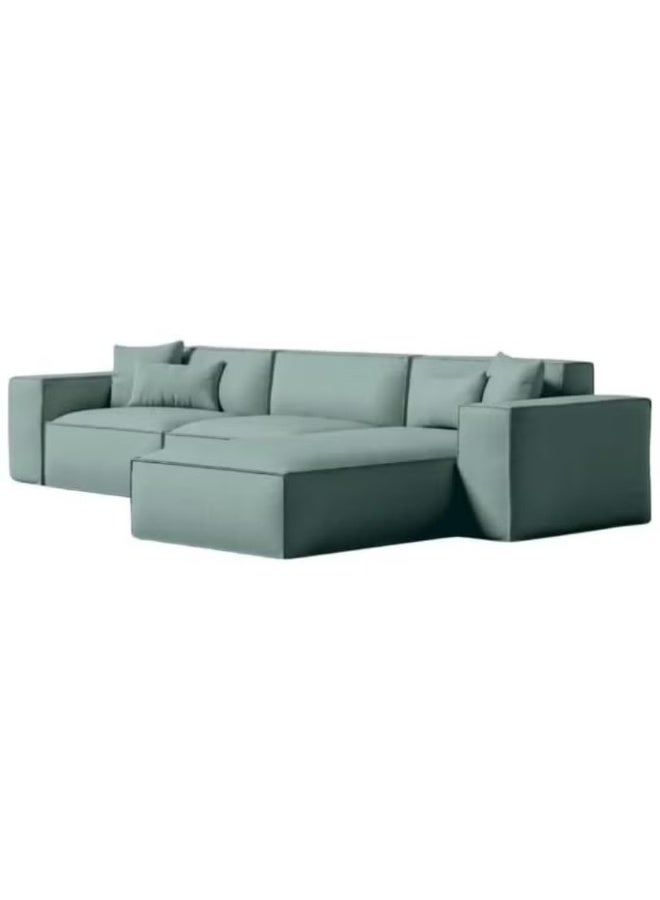 Al Zakharef Furniture Coco Corner L-Shape Luxury Sofa Set, Modern Sectional Velvet Couch, Comfortable Living Room Furniture with Free Pillows, Colour Green - Image 4