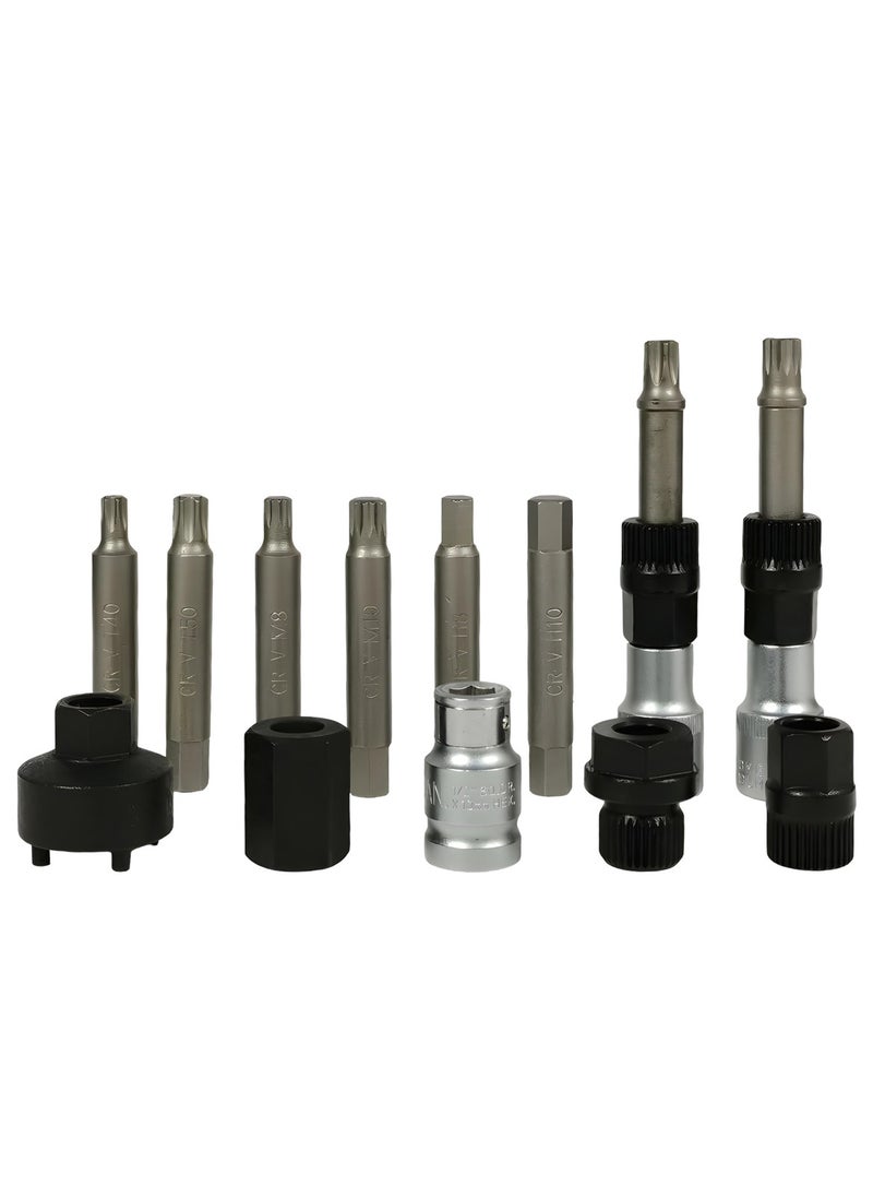 Generic - 13PC Alternator Pulley Removal Tool Kit - Heavy Duty Alloy Socket Bit Set for Freewheel Pulley Removal, Includes Various Sizes with Carry Case - Image 1