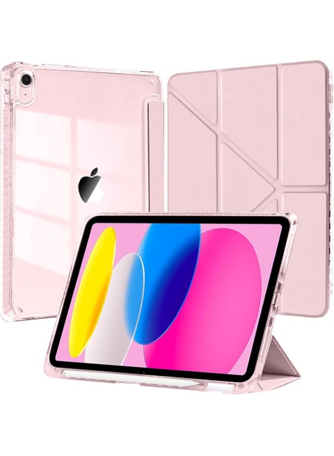 Case for iPad (A16) 11th Generation 11 Inch 2025, iPad 10th Generation 10.9 inch 2022 with Pencil Holder, 6-in-1 Multiple Viewing Angles Y-Shaped Stand, Transparent Back Cover
