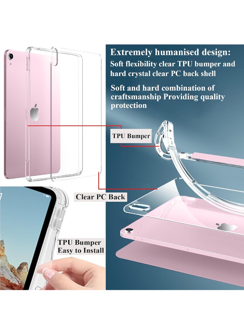 روك بو كيس لـ iPad (A16) الجيل الحادي عشر 11 بوصة 2025 ، iPad الجيل العاشر 10.9 بوصة 2022 مع حامل قلم رصاص ، 6 في 1 زوايا عرض متعددة على شكل Y ، غطاء خلفي شفاف - Image 5