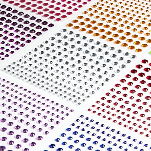 FEMBW 2310 PCS Self Adhesive Rhinestone Gem Stickers for Face Nail Body Makeup Festival,4 Size 14 Sheets Bling Jewels Stickers Earrings for DIY Kids Craft Card Decorations - Image 3