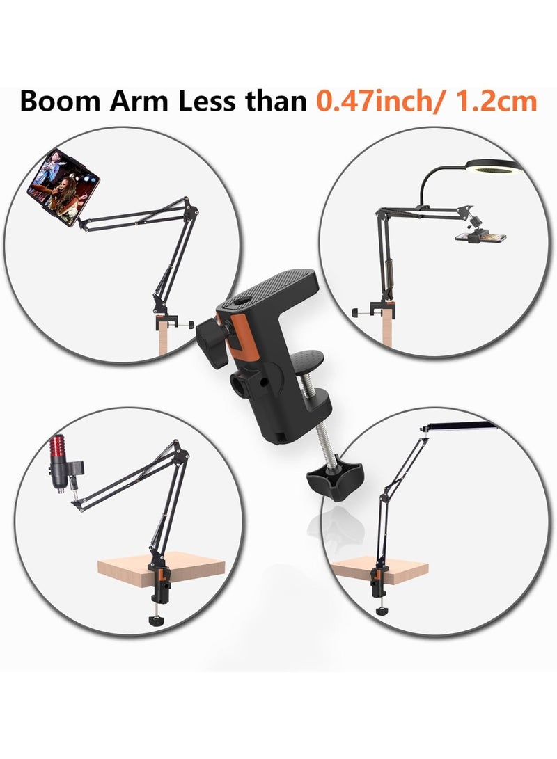 YQLIFE Table Clamp Mount for Microphone Stand, 2-in-1 Mic Boom Arm Clamp Table C Clip for Desktop Overhead Camera Tripod Mic Stand Lamp Base, Fits Up to 2.56 inch 6.5cm Desktop Thickness, 1 PCS - Image 2