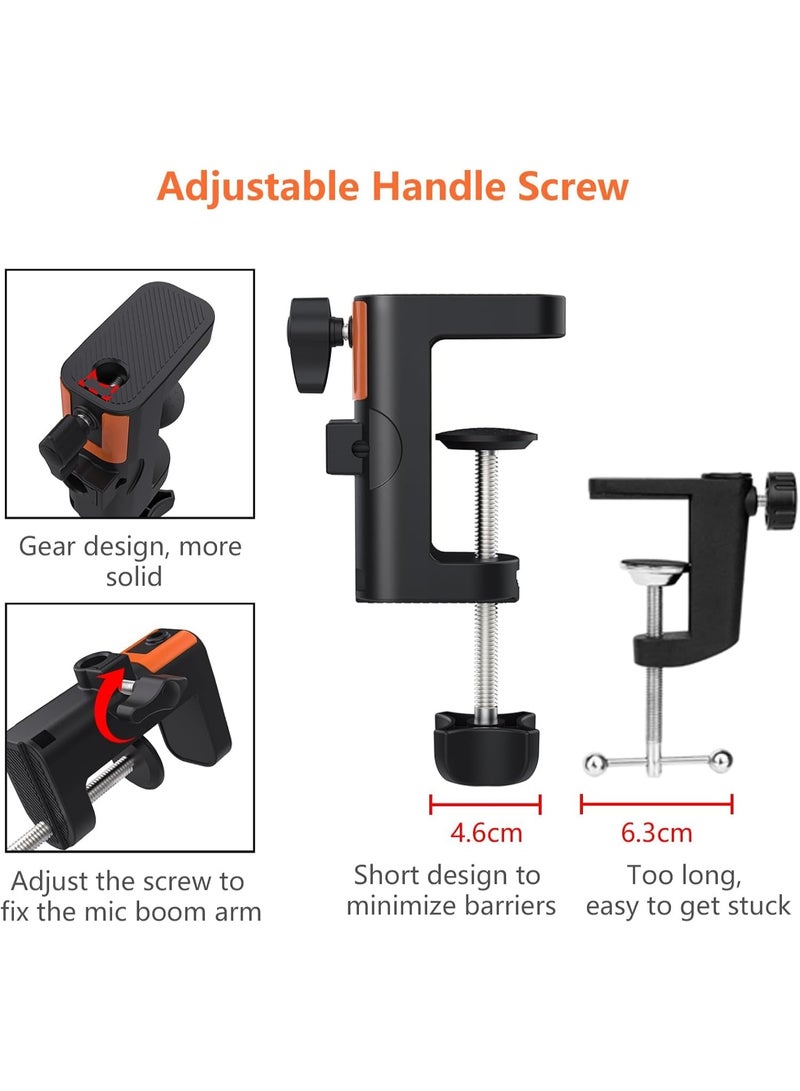 YQLIFE Table Clamp Mount for Microphone Stand, 2-in-1 Mic Boom Arm Clamp Table C Clip for Desktop Overhead Camera Tripod Mic Stand Lamp Base, Fits Up to 2.56 inch 6.5cm Desktop Thickness, 1 PCS - Image 4